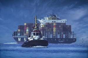 ship, container ship, tractor, sea, seafaring, shipping, container, logistics, nature, freight, automobile